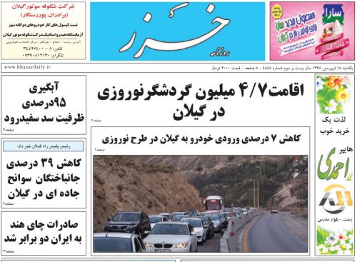 صفحه اول روزنامه های گیلان 18 فروردین 98