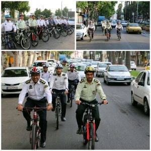 کارکنان پلیس گیلان با دوچرخه به محل کار رفتند