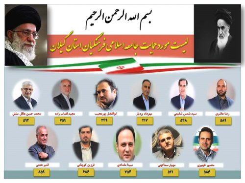 لیست مورد حمایت جامعه اسلامی فرهنگیان در شورای شهر رشت