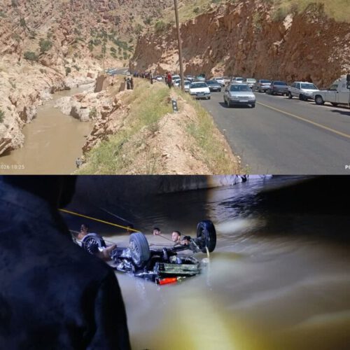 سقوط خودرو به رودخانه کشکان با ۲ فوتی